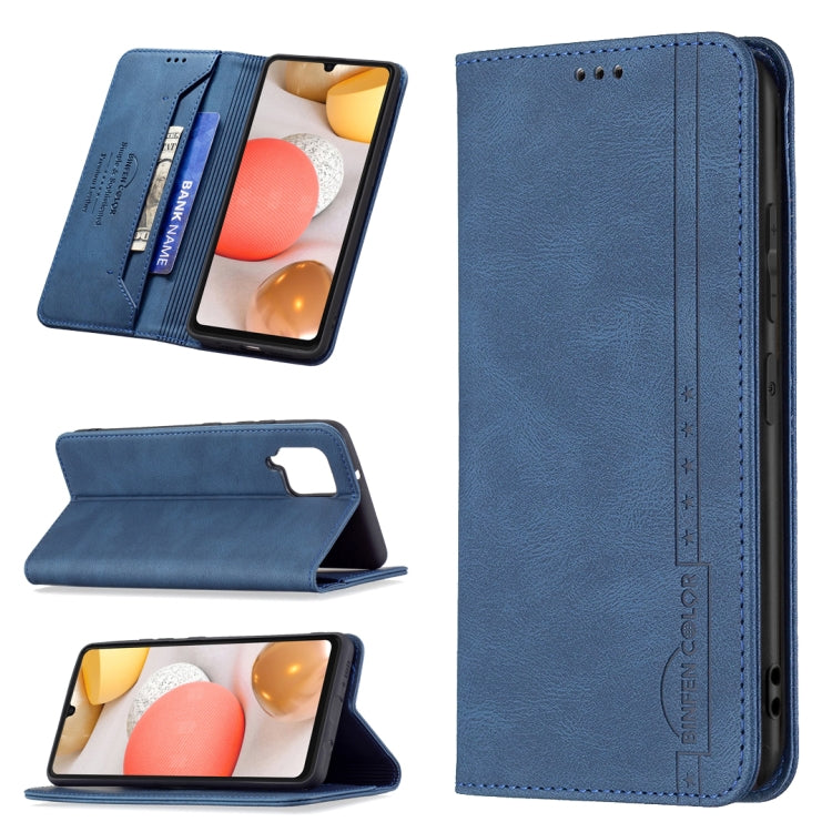 For Samsung Galaxy A42 Magnetic RFID Blocking Anti-Theft Leather Case with Holder & Card Slots & Wallet
