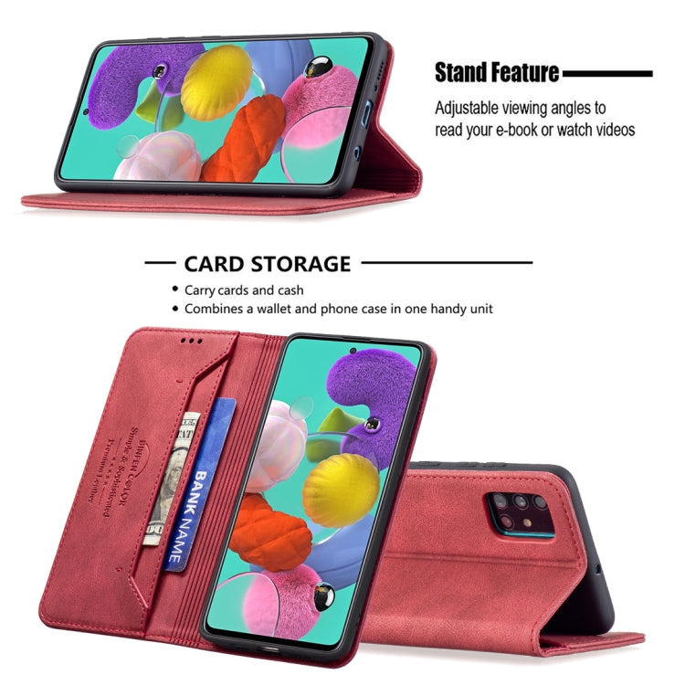 For Samsung Galaxy A51 Magnetic RFID Blocking Anti-Theft Leather Case with Holder & Card Slots & Wallet