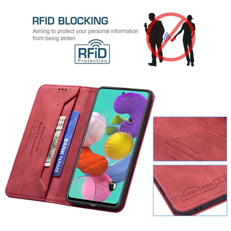 For Samsung Galaxy A51 Magnetic RFID Blocking Anti-Theft Leather Case with Holder & Card Slots & Wallet