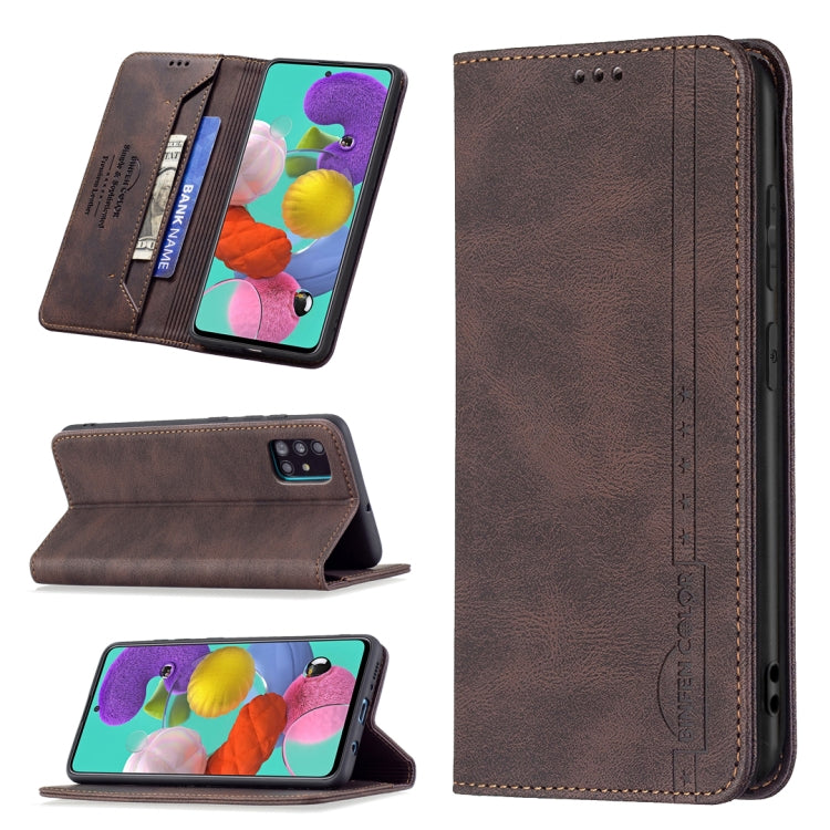 For Samsung Galaxy A51 Magnetic RFID Blocking Anti-Theft Leather Case with Holder & Card Slots & Wallet