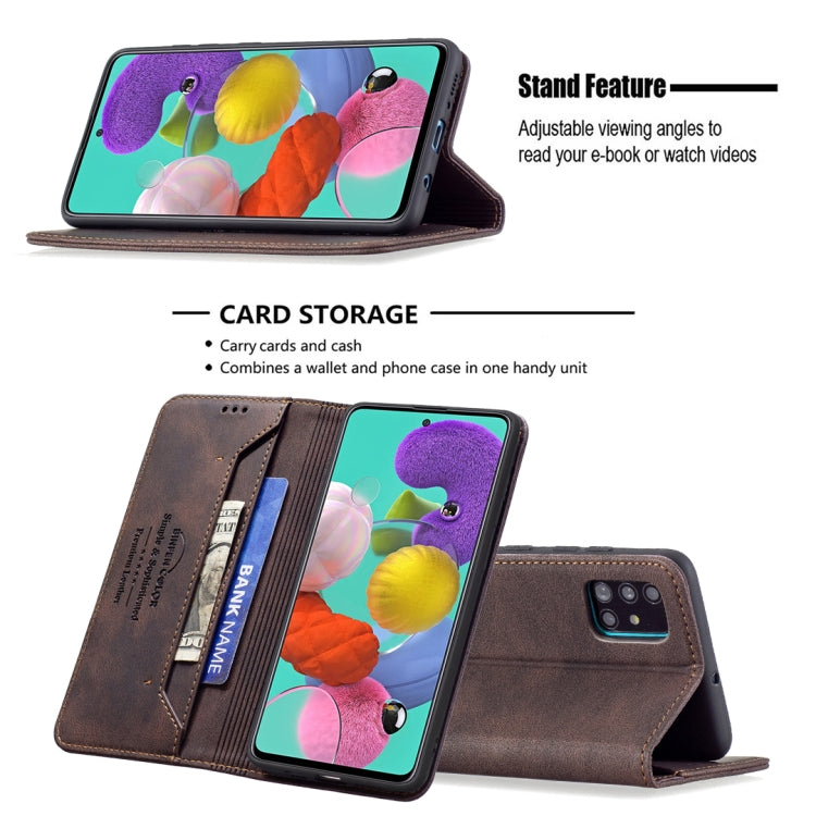 For Samsung Galaxy A51 Magnetic RFID Blocking Anti-Theft Leather Case with Holder & Card Slots & Wallet