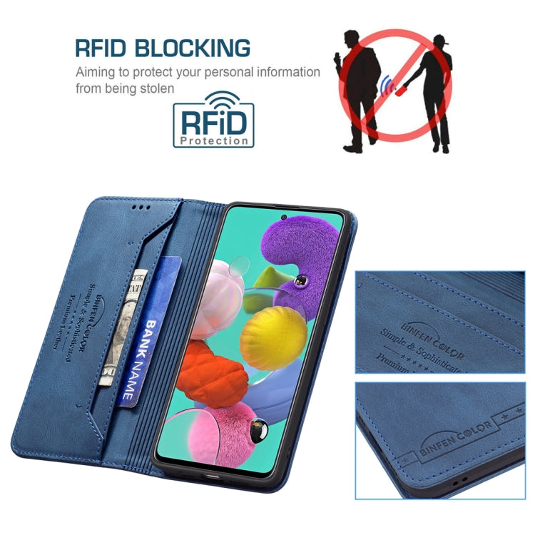 For Samsung Galaxy A51 Magnetic RFID Blocking Anti-Theft Leather Case with Holder & Card Slots & Wallet