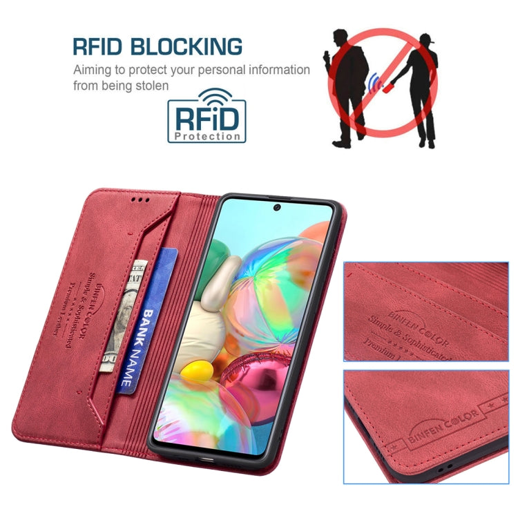 For Samsung Galaxy A71 Magnetic RFID Blocking Anti-Theft Leather Case with Holder & Card Slots & Wallet