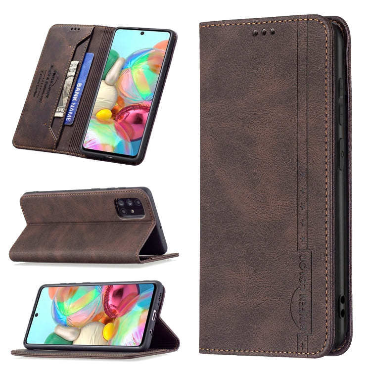 For Samsung Galaxy A71 Magnetic RFID Blocking Anti-Theft Leather Case with Holder & Card Slots & Wallet