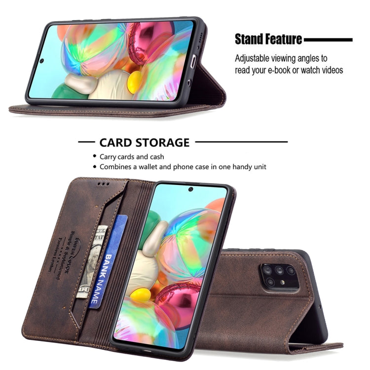 For Samsung Galaxy A71 Magnetic RFID Blocking Anti-Theft Leather Case with Holder & Card Slots & Wallet
