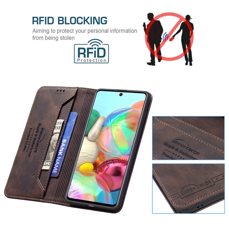 For Samsung Galaxy A71 Magnetic RFID Blocking Anti-Theft Leather Case with Holder & Card Slots & Wallet