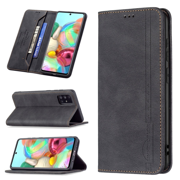 For Samsung Galaxy A71 Magnetic RFID Blocking Anti-Theft Leather Case with Holder & Card Slots & Wallet