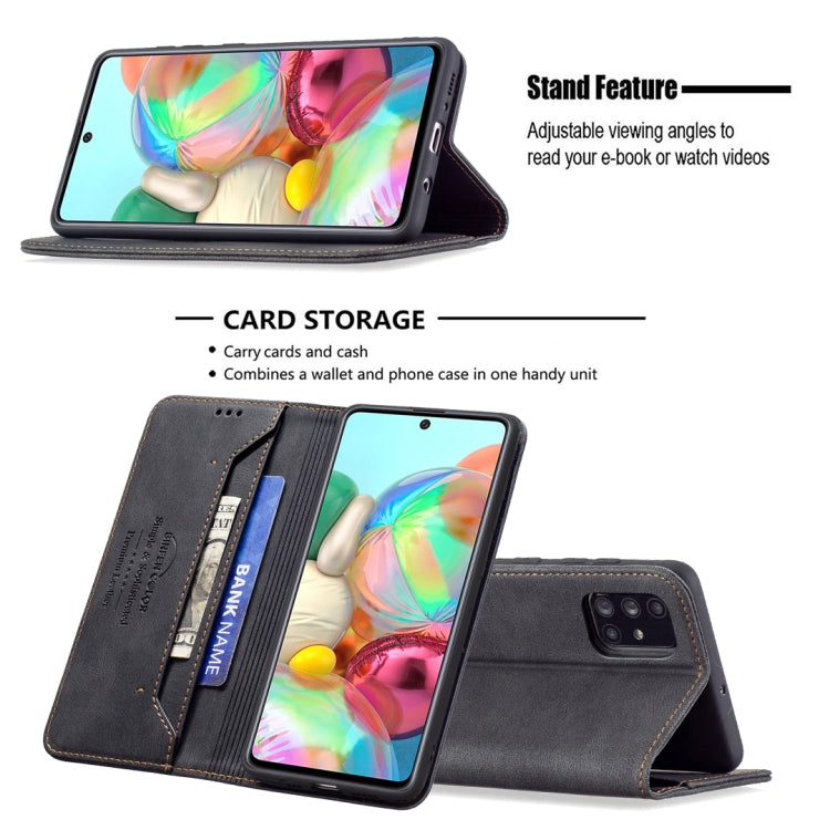 For Samsung Galaxy A71 Magnetic RFID Blocking Anti-Theft Leather Case with Holder & Card Slots & Wallet
