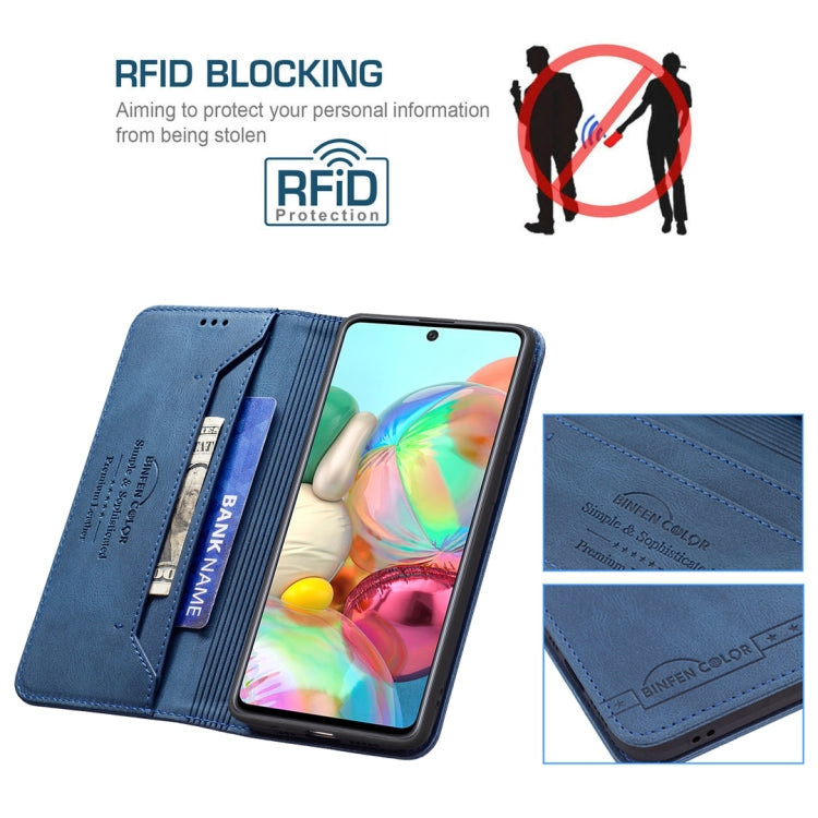 For Samsung Galaxy A71 Magnetic RFID Blocking Anti-Theft Leather Case with Holder & Card Slots & Wallet