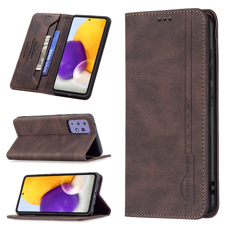 For Samsung Galaxy A72 5G / 4G Magnetic RFID Blocking Anti-Theft Leather Case with Holder & Card Slots & Wallet
