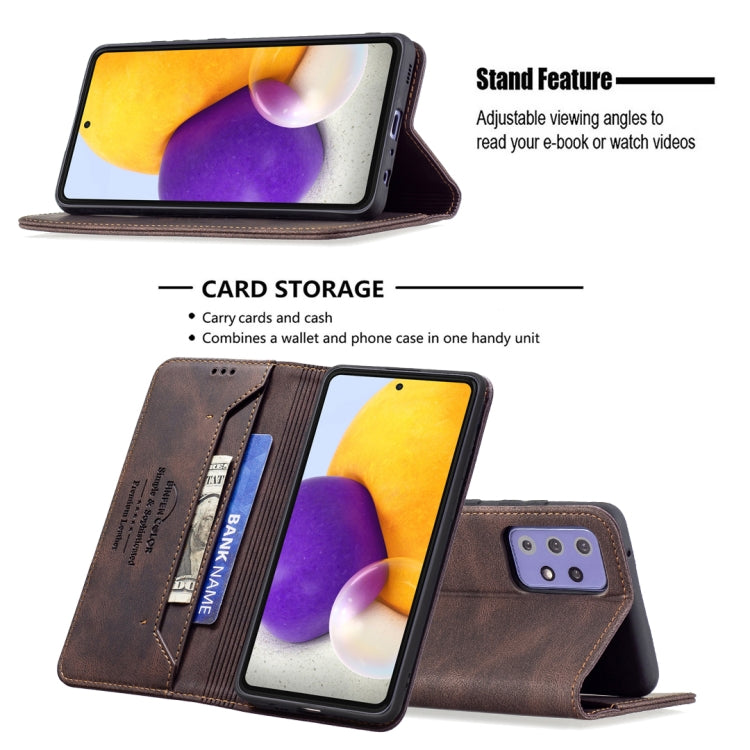 For Samsung Galaxy A72 5G / 4G Magnetic RFID Blocking Anti-Theft Leather Case with Holder & Card Slots & Wallet
