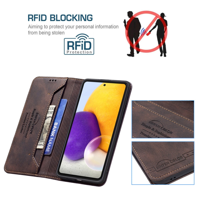 For Samsung Galaxy A72 5G / 4G Magnetic RFID Blocking Anti-Theft Leather Case with Holder & Card Slots & Wallet