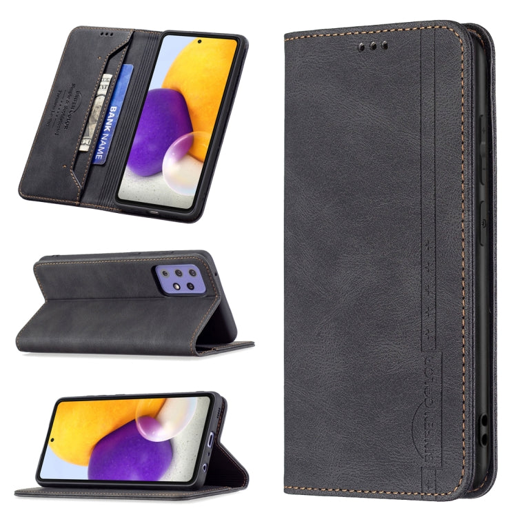 For Samsung Galaxy A72 5G / 4G Magnetic RFID Blocking Anti-Theft Leather Case with Holder & Card Slots & Wallet
