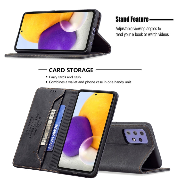 For Samsung Galaxy A72 5G / 4G Magnetic RFID Blocking Anti-Theft Leather Case with Holder & Card Slots & Wallet