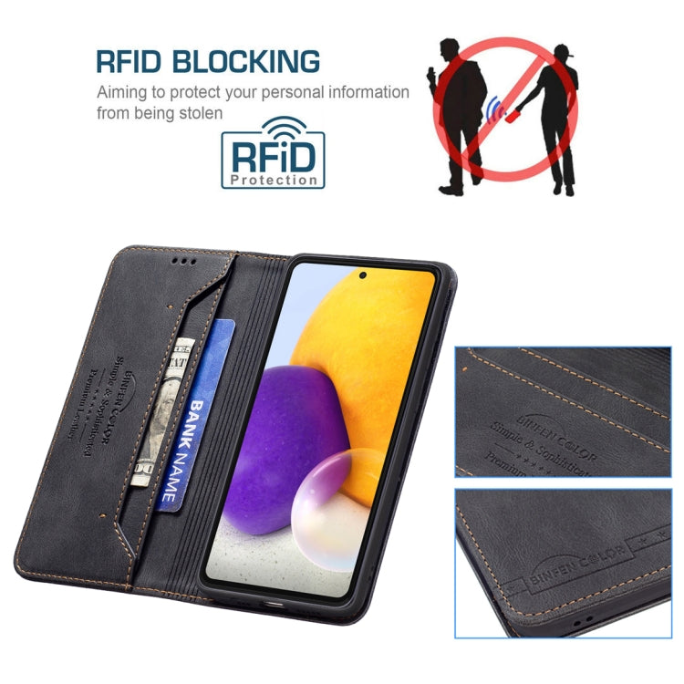 For Samsung Galaxy A72 5G / 4G Magnetic RFID Blocking Anti-Theft Leather Case with Holder & Card Slots & Wallet