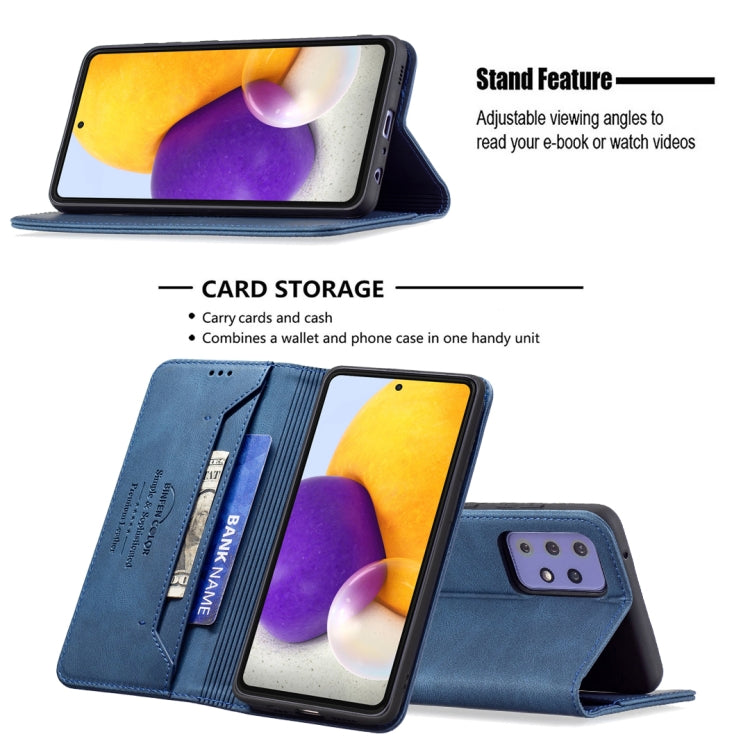 For Samsung Galaxy A72 5G / 4G Magnetic RFID Blocking Anti-Theft Leather Case with Holder & Card Slots & Wallet