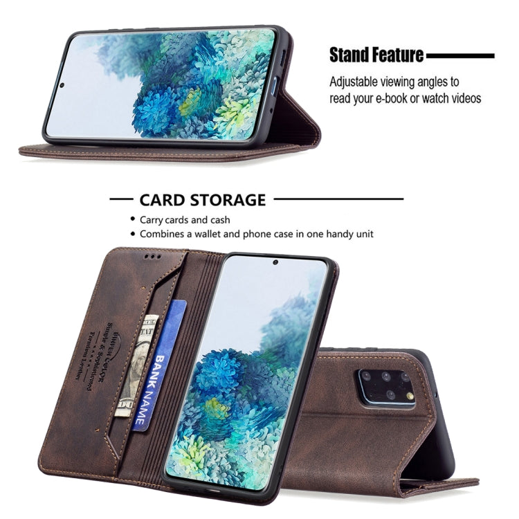 For Samsung Galaxy S20+ Magnetic RFID Blocking Anti-Theft Leather Case with Holder & Card Slots & Wallet