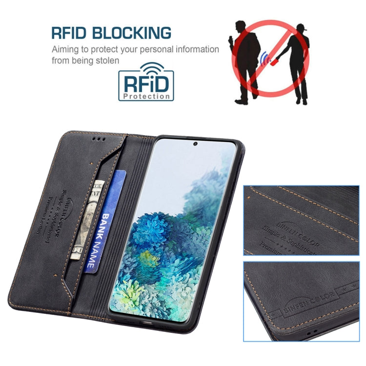 For Samsung Galaxy S20+ Magnetic RFID Blocking Anti-Theft Leather Case with Holder & Card Slots & Wallet