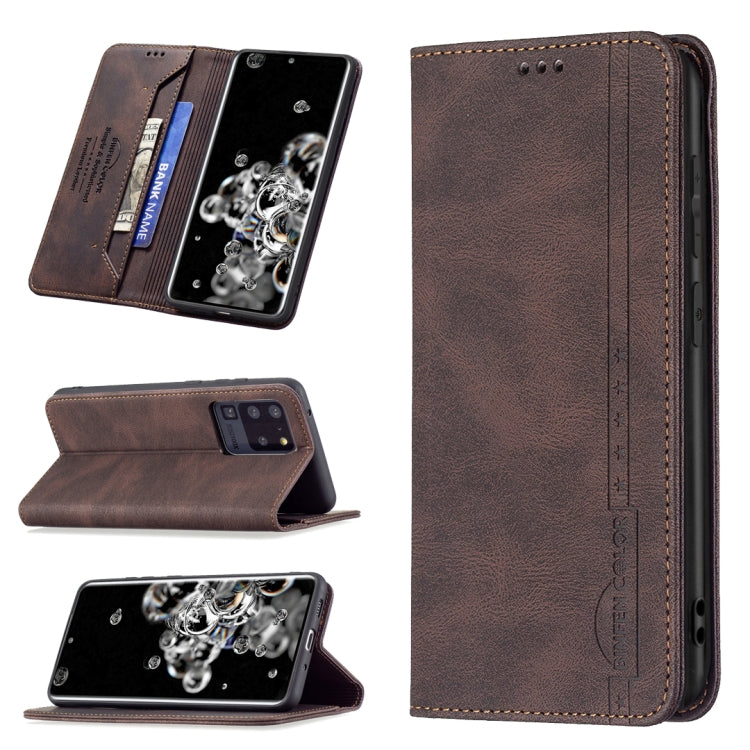 For Samsung Galaxy S20 Ultra Magnetic RFID Blocking Anti-Theft Leather Case with Holder & Card Slots & Wallet