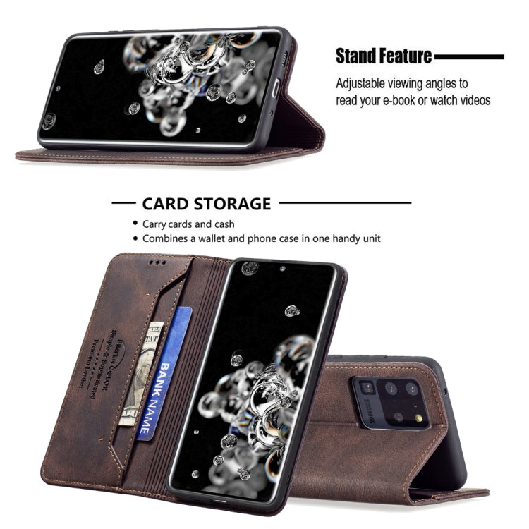 For Samsung Galaxy S20 Ultra Magnetic RFID Blocking Anti-Theft Leather Case with Holder & Card Slots & Wallet