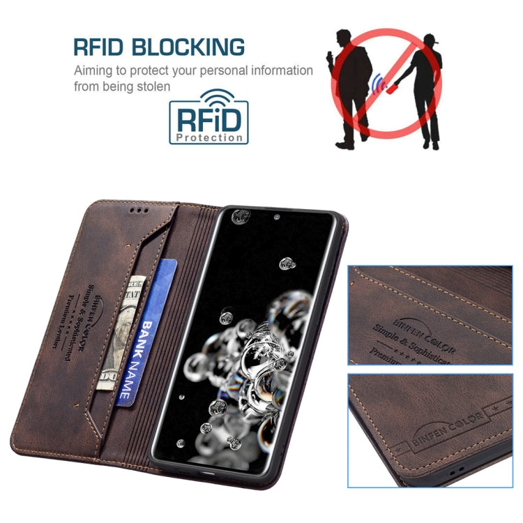 For Samsung Galaxy S20 Ultra Magnetic RFID Blocking Anti-Theft Leather Case with Holder & Card Slots & Wallet