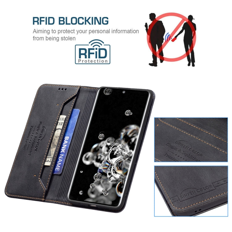 For Samsung Galaxy S20 Ultra Magnetic RFID Blocking Anti-Theft Leather Case with Holder & Card Slots & Wallet
