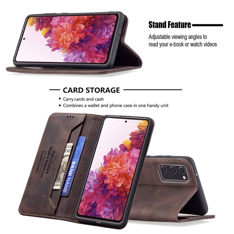 For Samsung Galaxy S20 FE Magnetic RFID Blocking Anti-Theft Leather Case with Holder & Card Slots & Wallet
