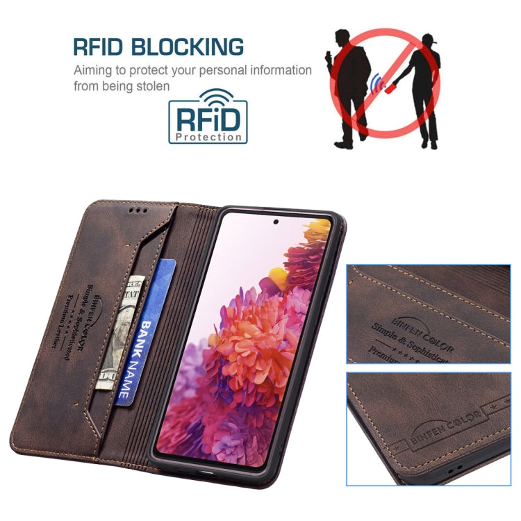For Samsung Galaxy S20 FE Magnetic RFID Blocking Anti-Theft Leather Case with Holder & Card Slots & Wallet
