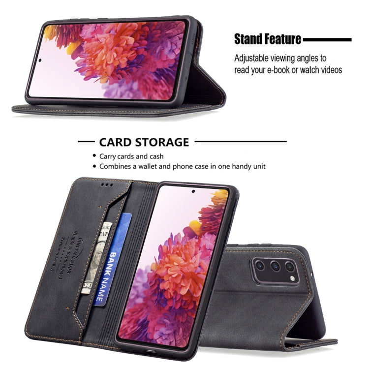 For Samsung Galaxy S20 FE Magnetic RFID Blocking Anti-Theft Leather Case with Holder & Card Slots & Wallet