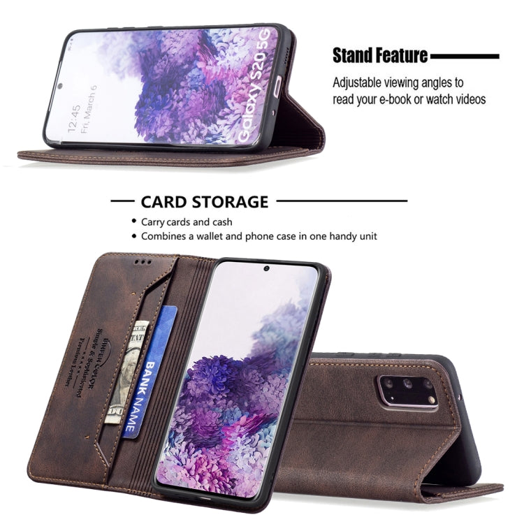 For Samsung Galaxy S20 Magnetic RFID Blocking Anti-Theft Leather Case with Holder & Card Slots & Wallet