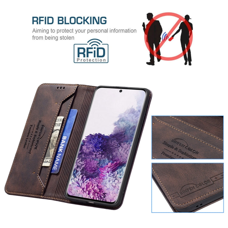For Samsung Galaxy S20 Magnetic RFID Blocking Anti-Theft Leather Case with Holder & Card Slots & Wallet