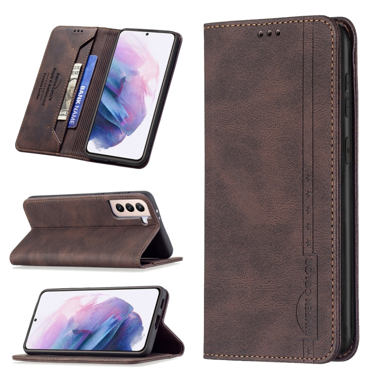 For Samsung Galaxy S21+ 5G Magnetic RFID Blocking Anti-Theft Leather Case with Holder & Card Slots & Wallet