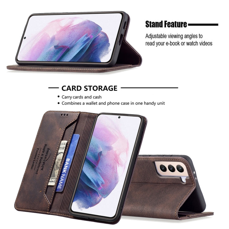 For Samsung Galaxy S21+ 5G Magnetic RFID Blocking Anti-Theft Leather Case with Holder & Card Slots & Wallet
