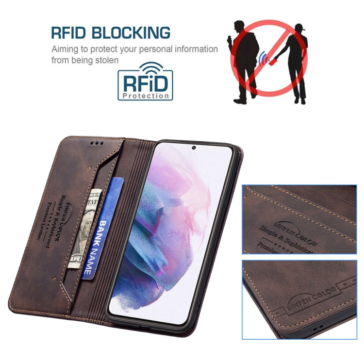 For Samsung Galaxy S21+ 5G Magnetic RFID Blocking Anti-Theft Leather Case with Holder & Card Slots & Wallet
