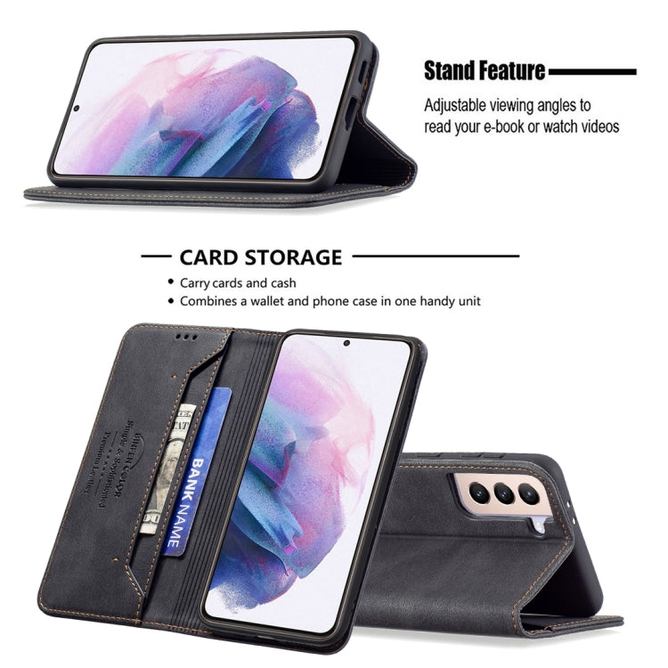 For Samsung Galaxy S21+ 5G Magnetic RFID Blocking Anti-Theft Leather Case with Holder & Card Slots & Wallet