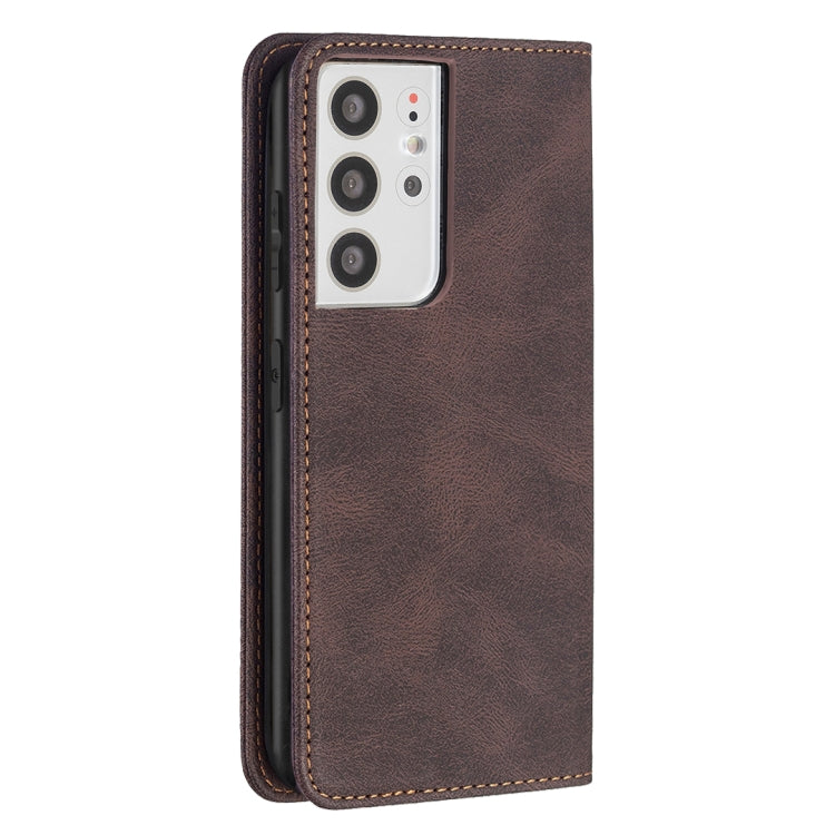 For Samsung Galaxy S21 Ultra 5G Magnetic RFID Blocking Anti-Theft Leather Case with Holder & Card Slots & Wallet