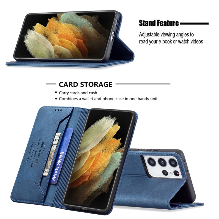 For Samsung Galaxy S21 Ultra 5G Magnetic RFID Blocking Anti-Theft Leather Case with Holder & Card Slots & Wallet