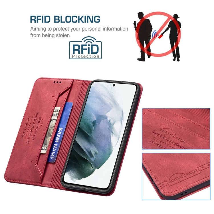 For Samsung Galaxy S21 FE 5G Magnetic RFID Blocking Anti-Theft Leather Case with Holder & Card Slots & Wallet