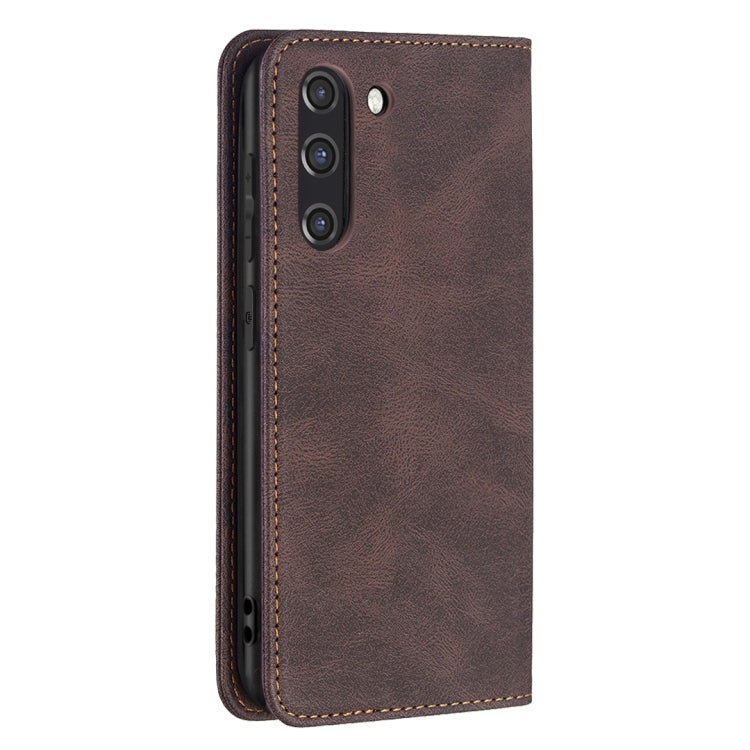 For Samsung Galaxy S21 FE 5G Magnetic RFID Blocking Anti-Theft Leather Case with Holder & Card Slots & Wallet