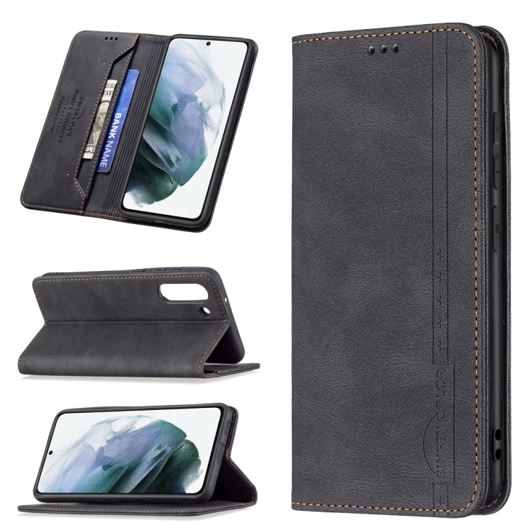 For Samsung Galaxy S21 FE 5G Magnetic RFID Blocking Anti-Theft Leather Case with Holder & Card Slots & Wallet