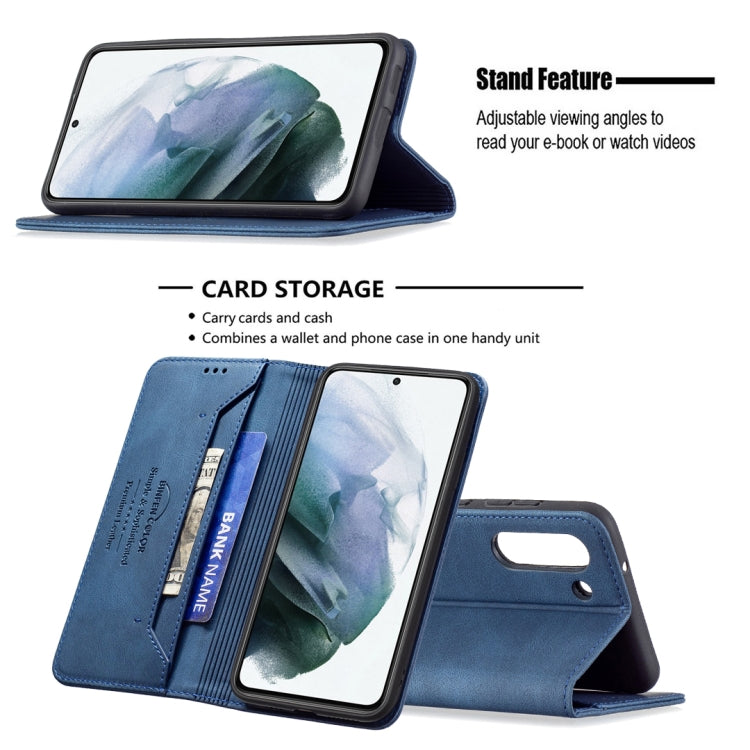 For Samsung Galaxy S21 FE 5G Magnetic RFID Blocking Anti-Theft Leather Case with Holder & Card Slots & Wallet
