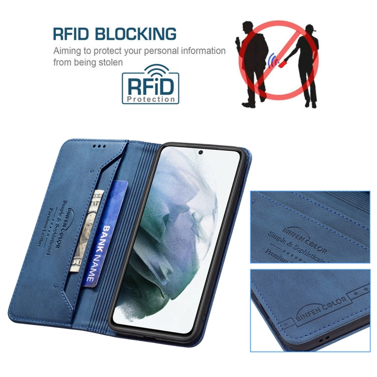For Samsung Galaxy S21 FE 5G Magnetic RFID Blocking Anti-Theft Leather Case with Holder & Card Slots & Wallet