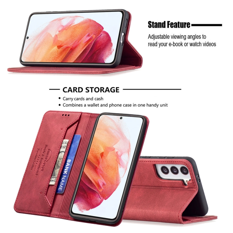 For Samsung Galaxy S21 5G Magnetic RFID Blocking Anti-Theft Leather Case with Holder & Card Slots & Wallet