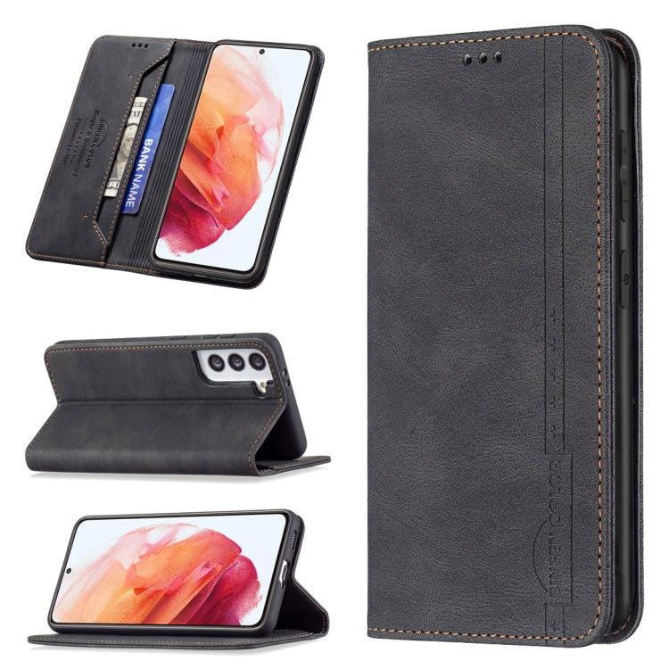For Samsung Galaxy S21 5G Magnetic RFID Blocking Anti-Theft Leather Case with Holder & Card Slots & Wallet
