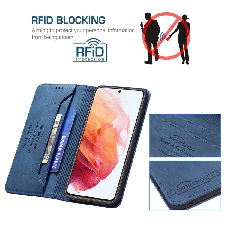 For Samsung Galaxy S21 5G Magnetic RFID Blocking Anti-Theft Leather Case with Holder & Card Slots & Wallet