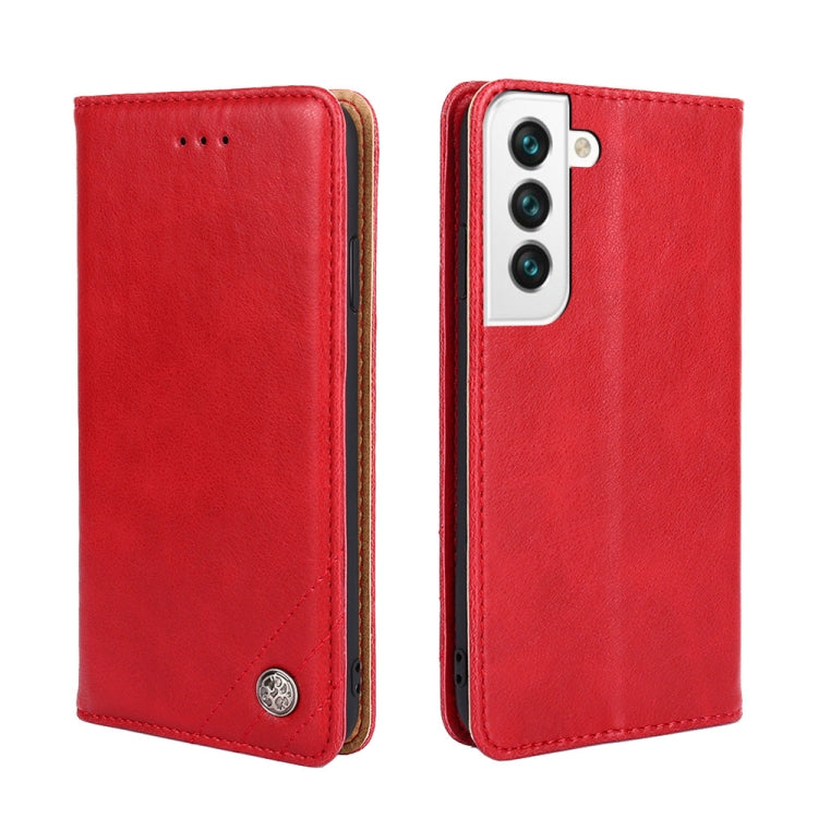 For Samsung Galaxy S22 5G Non-Magnetic Retro Texture Horizontal Flip Leather Case with Holder & Card Slots & Wallet