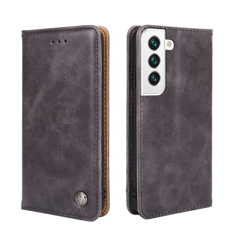 For Samsung Galaxy S22 5G Non-Magnetic Retro Texture Horizontal Flip Leather Case with Holder & Card Slots & Wallet
