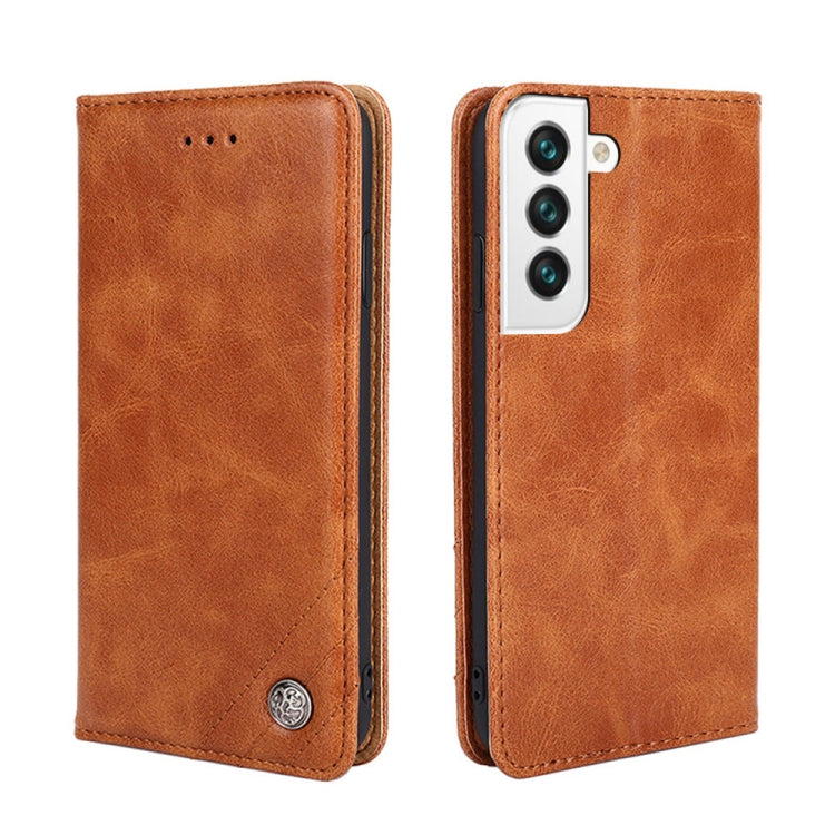 For Samsung Galaxy S22 5G Non-Magnetic Retro Texture Horizontal Flip Leather Case with Holder & Card Slots & Wallet