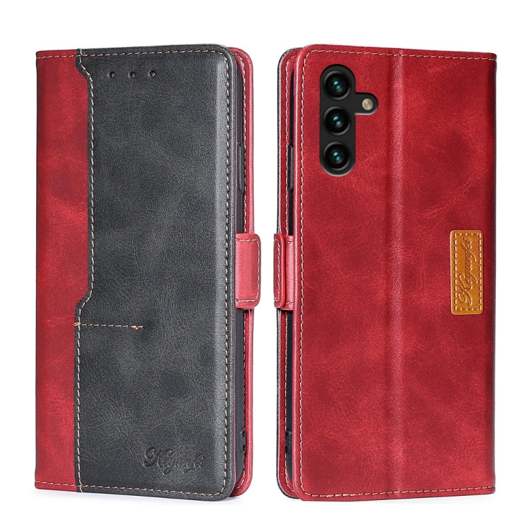 For Samsung Galaxy A13 5G Retro Texture Contrast Color Side Buckle Horizontal Flip Leather Case with Holder & Card Slots & Wallet