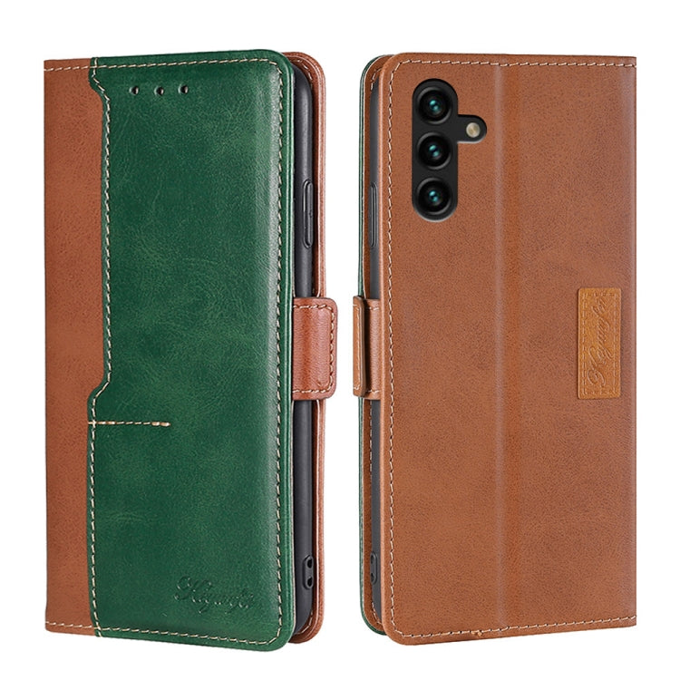 For Samsung Galaxy A13 5G Retro Texture Contrast Color Side Buckle Horizontal Flip Leather Case with Holder & Card Slots & Wallet